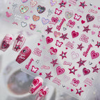 Y2K Pink Heart & Silver Star 3D Nail Art Stickers For Valentine's Day 5544