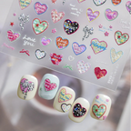 Y2K Pink Heart & Silver Star 3D Nail Art Stickers For Valentine's Day 5544