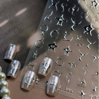 Y2K Silver Chrome 3D Nail Stickers - Gothic Abstract Metallic Decals TL395