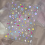 Y2K Star Nail Art Stickers - Metallic & Neon Starburst Decals 6065