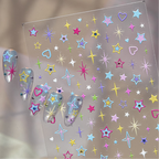Y2K Star Nail Art Stickers - Metallic & Neon Starburst Decals 6065