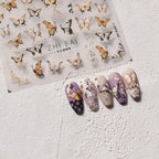 Yellow Butterfly Nail Art Stickers Adhesive Embossed Butterfly Wings Sticker Decals to3575