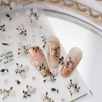 Yellow Flowers Nail Art Stickers Adhesive Wild Flower Sticker Decals MN379