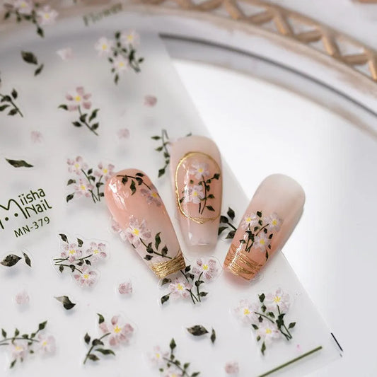 Yellow Flowers Nail Art Stickers Adhesive Wild Flower Sticker Decals MN379