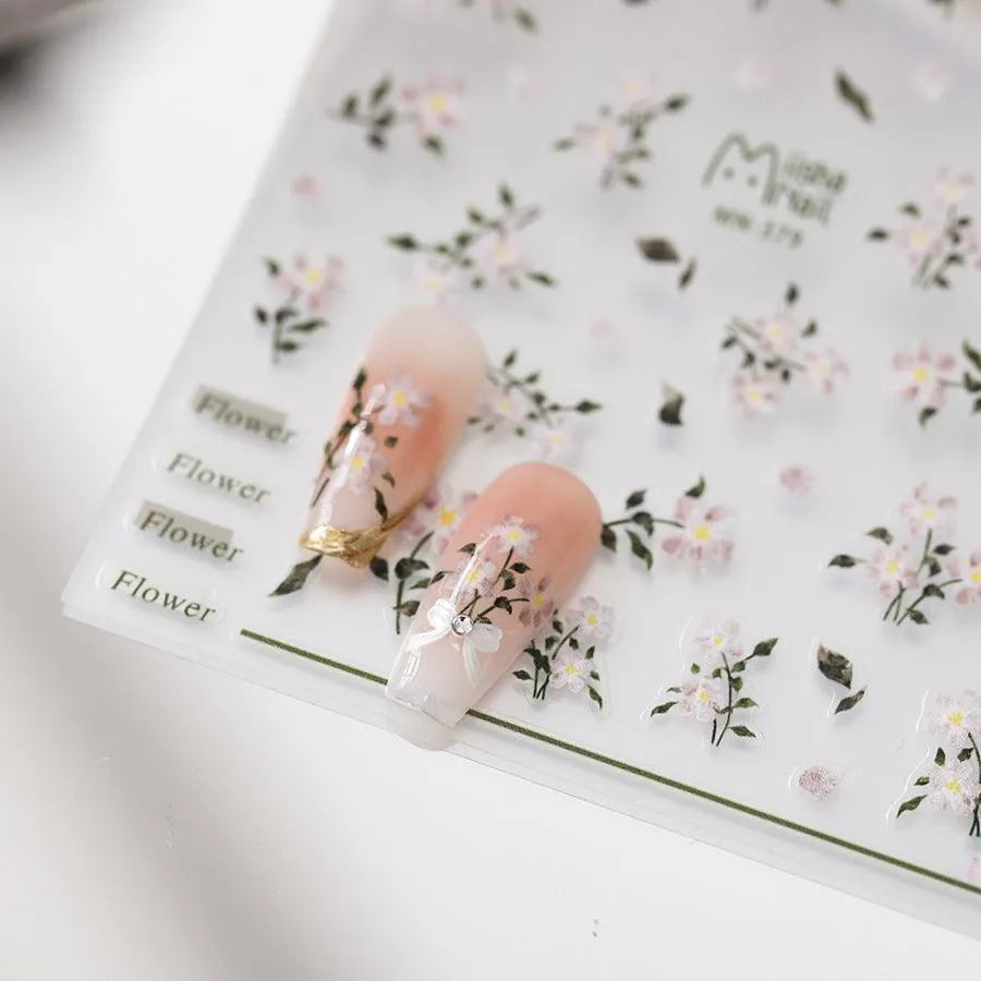 Yellow Flowers Nail Art Stickers Adhesive Wild Flower Sticker Decals MN379