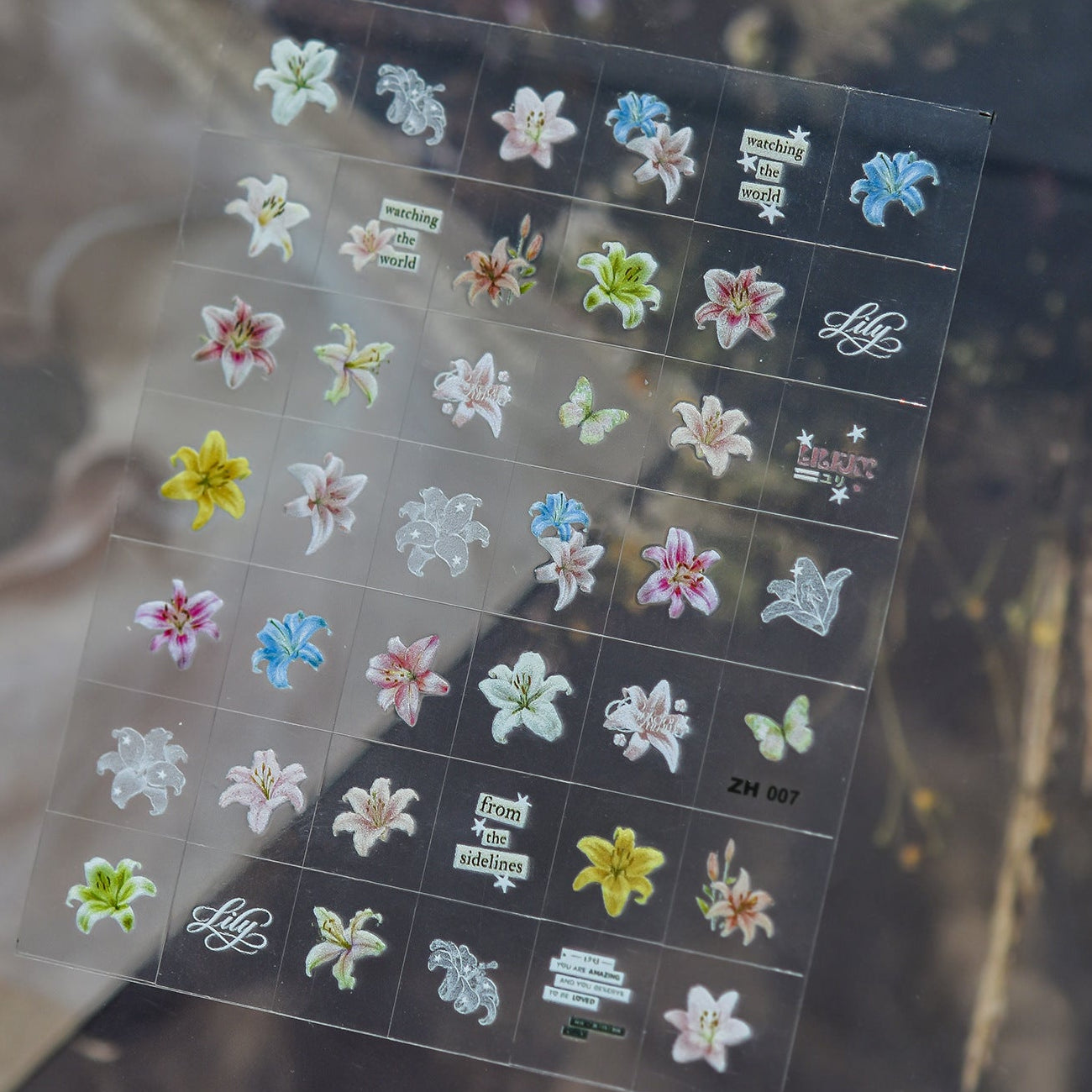 5D Embossed Lily & Lace Nail Art Stickers