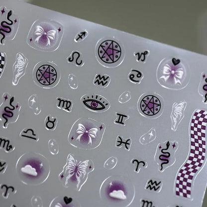 Zodiac Nail Art Stickers Adhesive Slider Eyes Moon Sticker Decals 