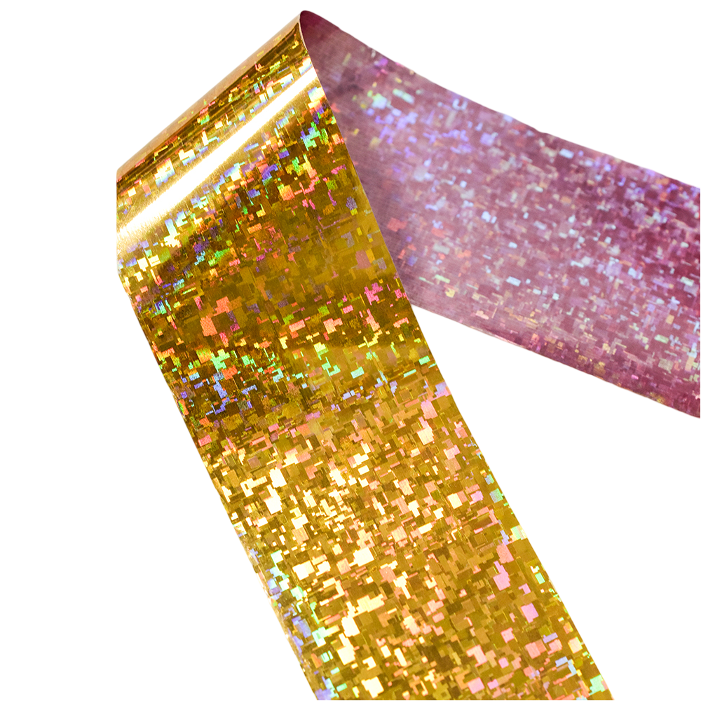 120m Pixel Holographic Silver Gold Mosaic Shattered Glass Nail Foil 847