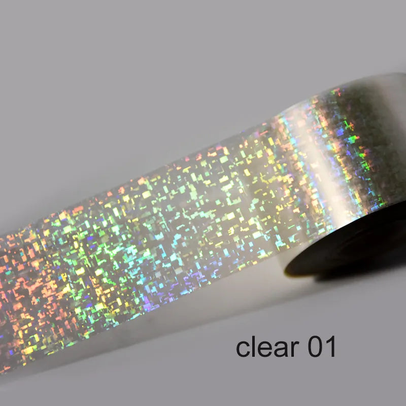 120m Pixel Holographic Silver Gold Mosaic Shattered Glass Nail Foil 847