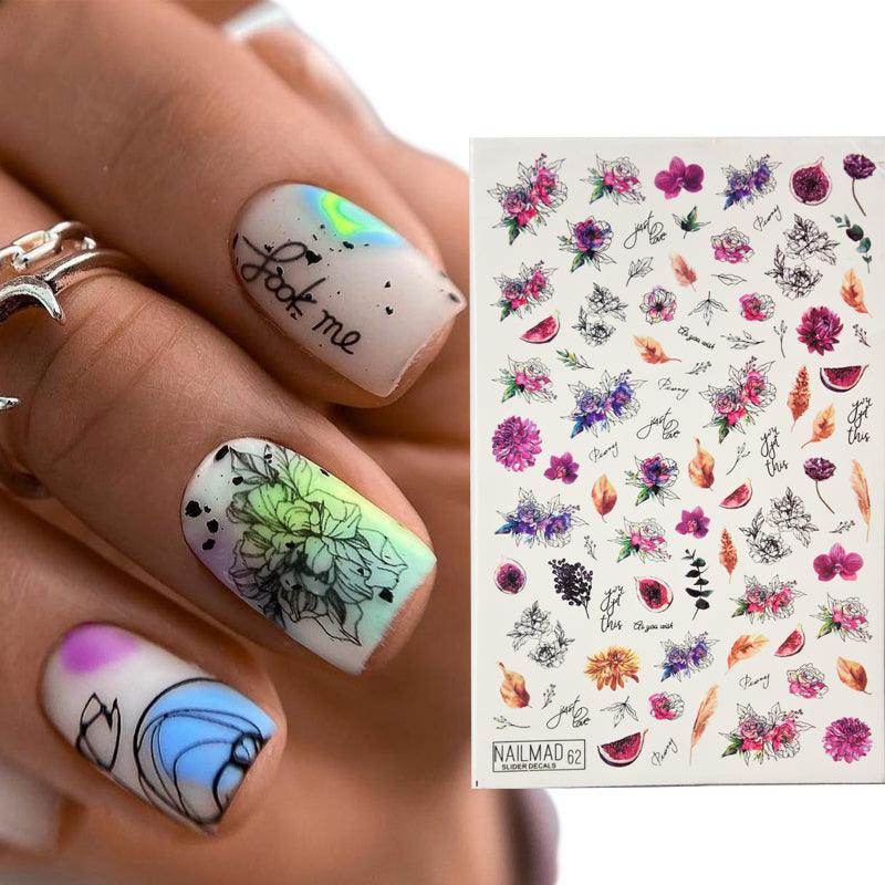 Korean Style Nail Slider Decals Gothic Letter Transfer Water Decals Snake Inscriptions Water Decal Nail Art Tattoos - Nail MAD