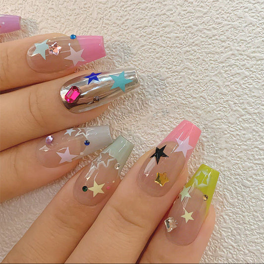 Pastel Star Nail Art Stickers Adhesive Gradient Stars Sticker Decals