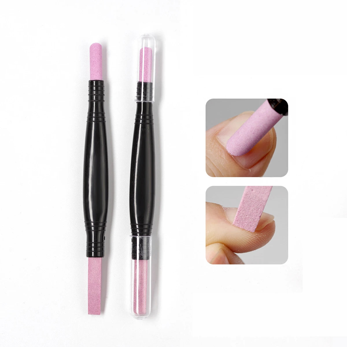Dual-End Quartz Cuticle Pusher & Nail File Pen