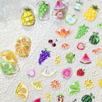 3D Fruit & Drink Nail Stickers | Summer Blueberry & Cocktail Jelly Decals