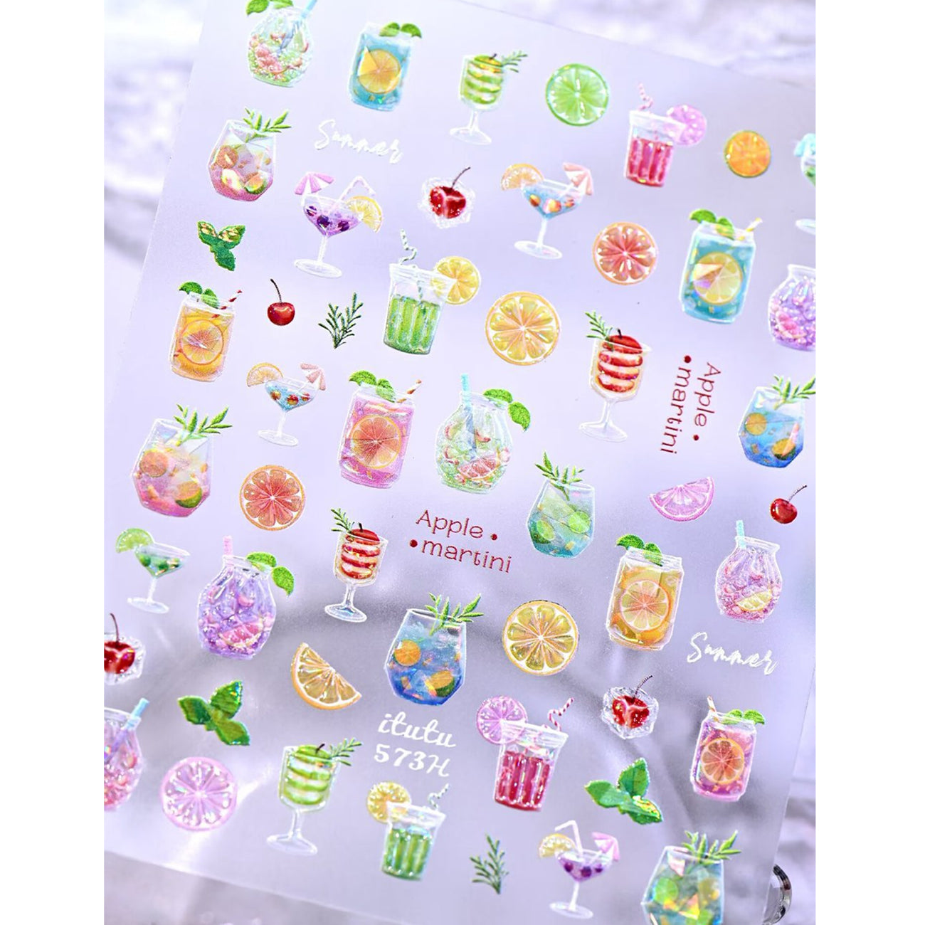 3D Fruit & Drink Nail Stickers | Summer Blueberry & Cocktail Jelly Decals