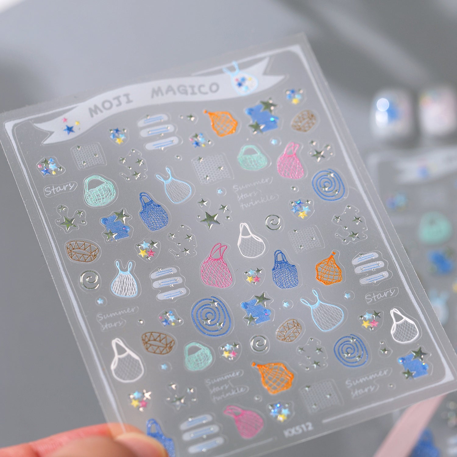 Summer Net Bags & Stars 3D Y2K Nail Stickers
