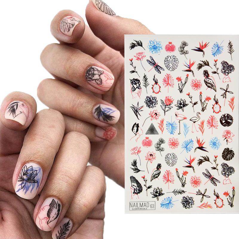 Korean Style Nail Slider Decals Gothic Letter Transfer Water Decals Snake Inscriptions Water Decal Nail Art Tattoos - Nail MAD