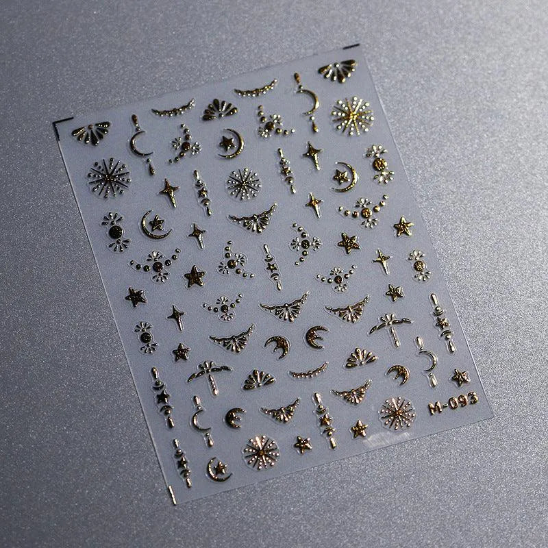 Nail Art Stickers Adhesive Slider Metal Colors Series Sticker Decals M093 gold