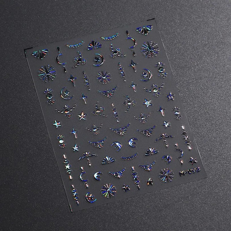 Nail Art Stickers Adhesive Slider Metal Colors Series Sticker Decals M093 laser