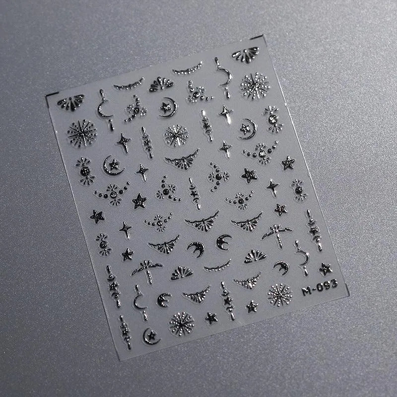 Nail Art Stickers Adhesive Slider Metal Colors Series Sticker Decals M093 silver