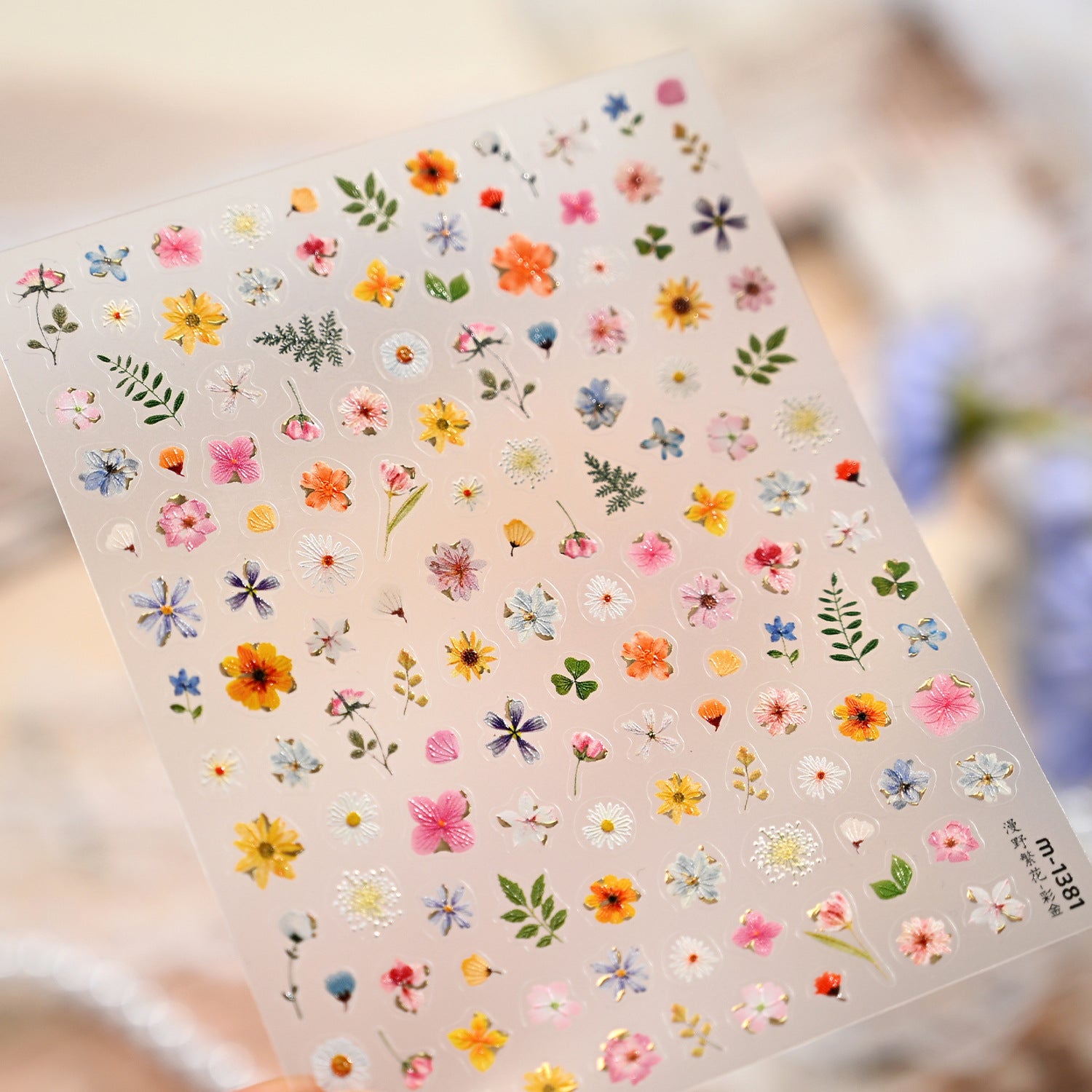 Mini Dried Flower Nail Stickers Wild Pressed Floral Sticker Decals