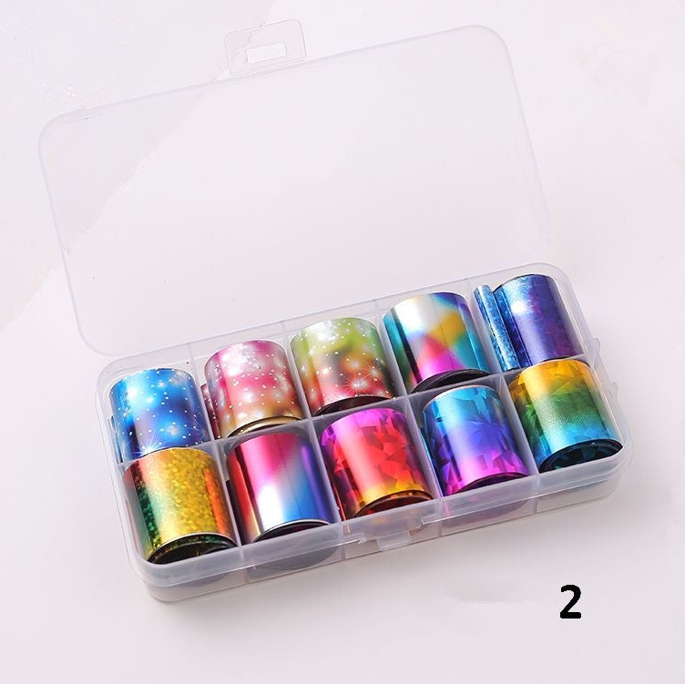 Lace, Holographic & Shell Designs Nail Transfer Foil Collection