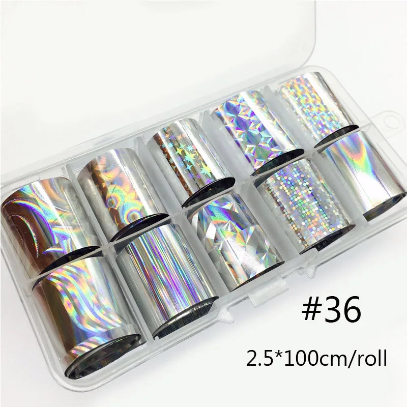 Lace, Holographic & Shell Designs Nail Transfer Foil Collection