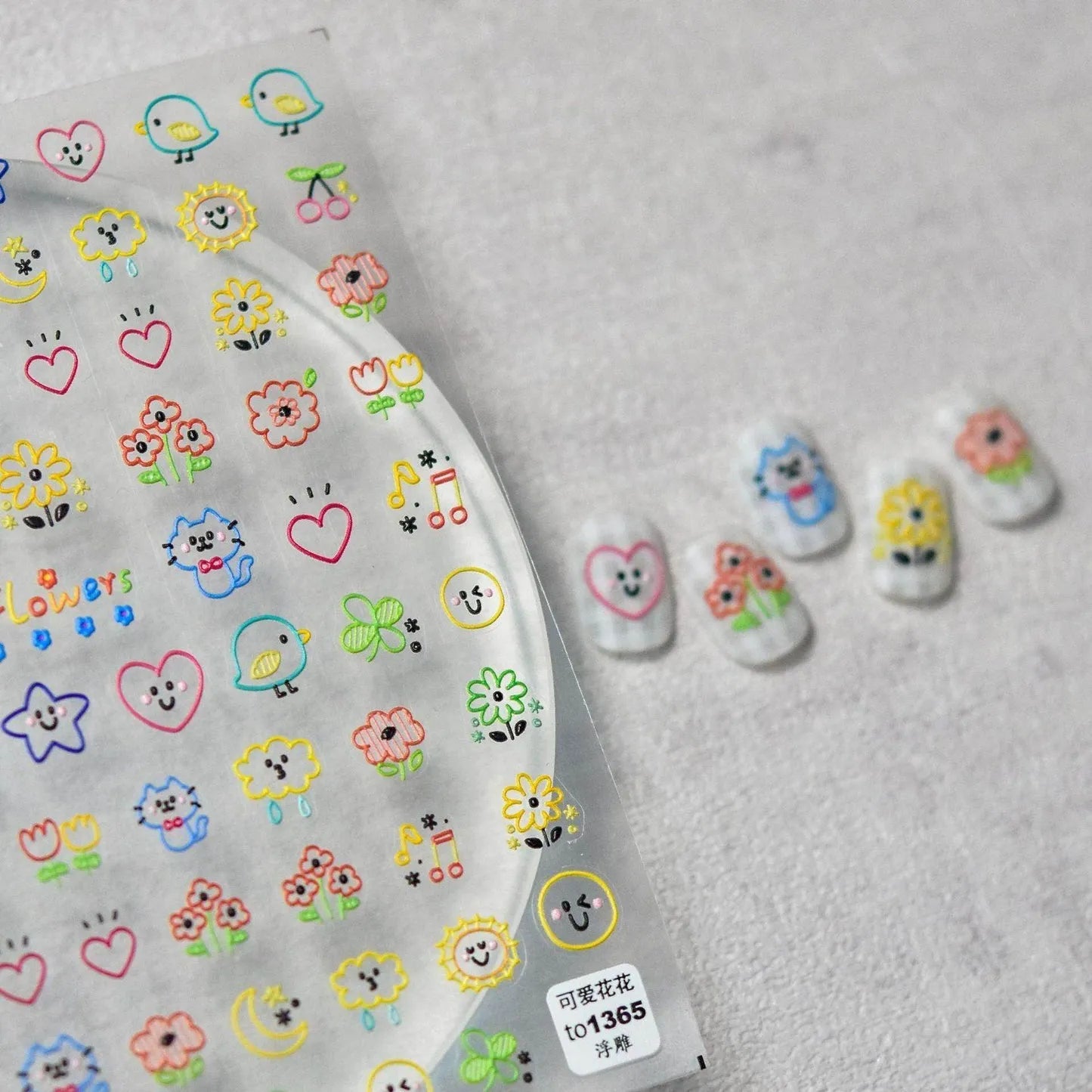 Graffiti Nail Stickers 5D Embossed Flower Nail Art Sticker Decals Adhesive Manicure Accessories to1365 embossed