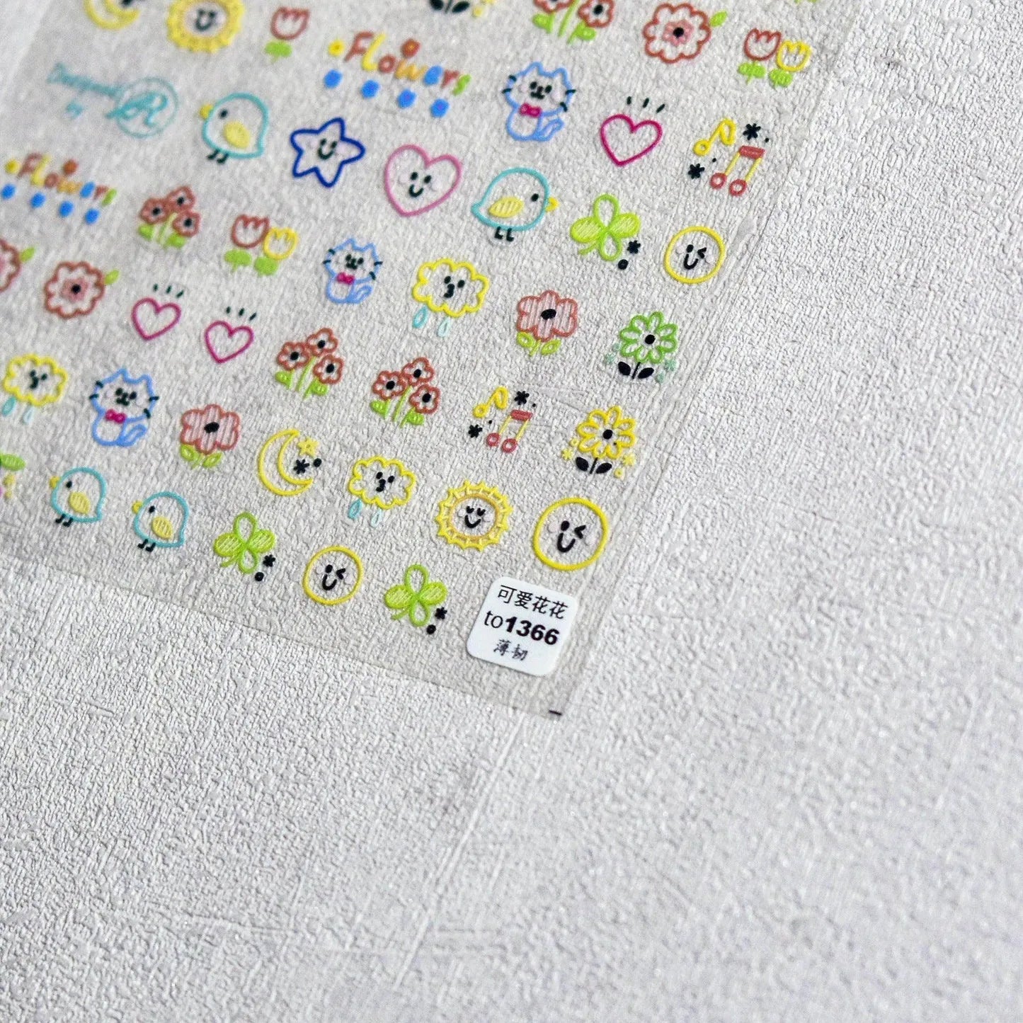 Graffiti Nail Stickers 5D Embossed Flower Nail Art Sticker Decals Adhesive Manicure Accessories to1366