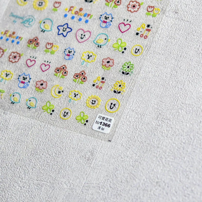 Graffiti Nail Stickers 5D Embossed Flower Nail Art Sticker Decals Adhesive Manicure Accessories to1366