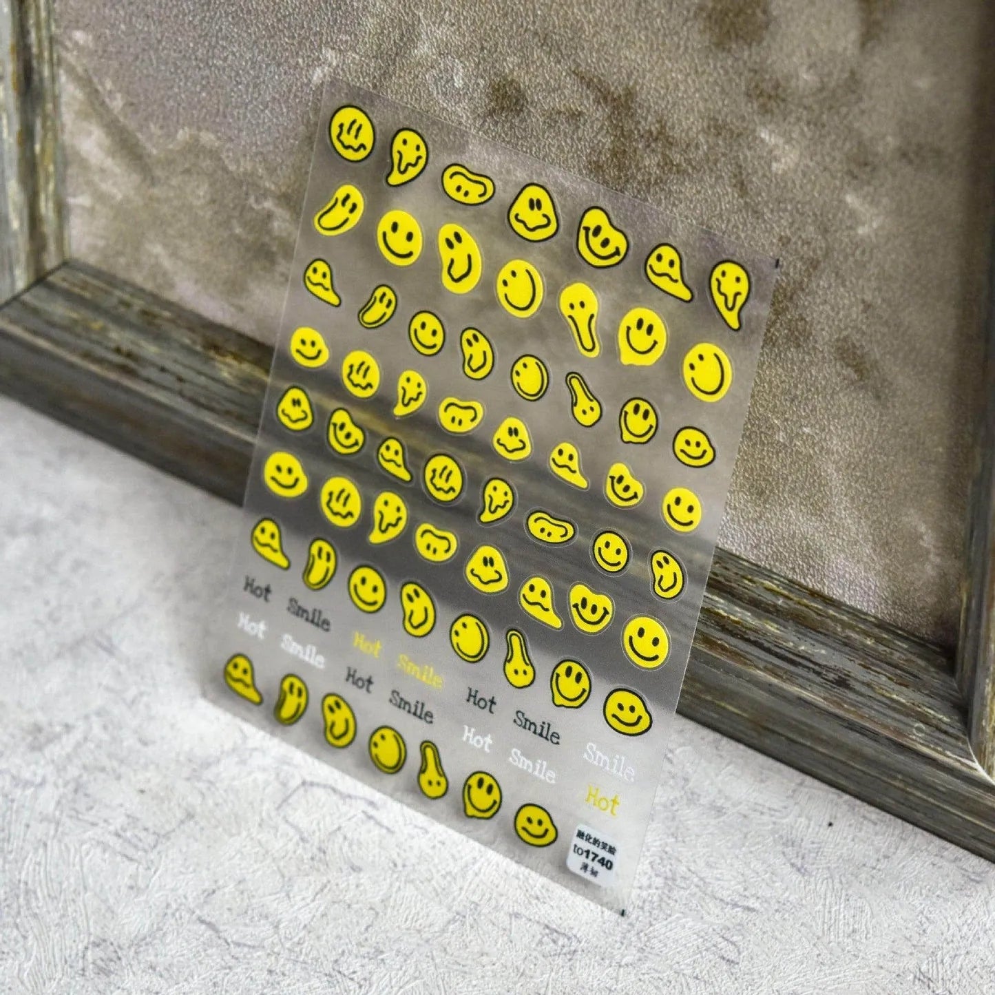 Colorful Graffiti Nail Art Stickers Adhesive Embossed Smile Face Sticker Decals to1740