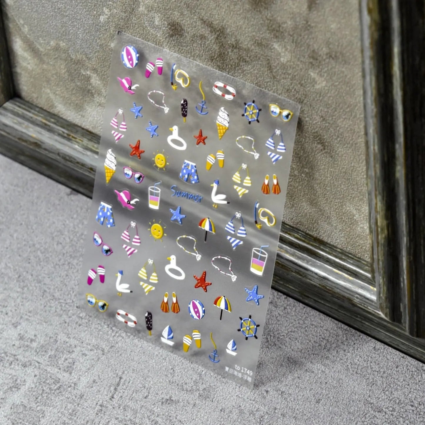 Summer Beach Nail Art Stickers 5D Shell Seahorse Embossed Sticker Decals to1749