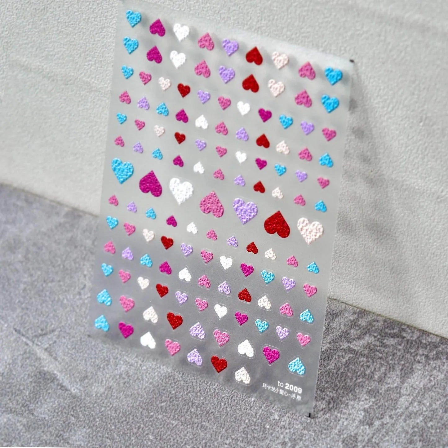 Colorful Love Heart Nail Art Stickers Valentines Black Hearts Adhesive Sticker Decals to2009