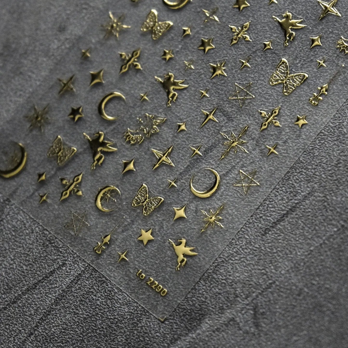 Pegasus Nail Art Stickers Adhesive Embossed Moon Star Sticker Decals to2290 gold