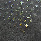Pegasus Nail Art Stickers Adhesive Embossed Moon Star Sticker Decals to2290 laser silver