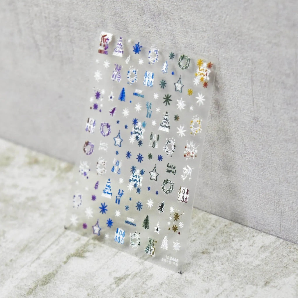 Christmas Nail Art Stickers Snowflake Snowman Adhesive Embossed Sticker Decals to2446