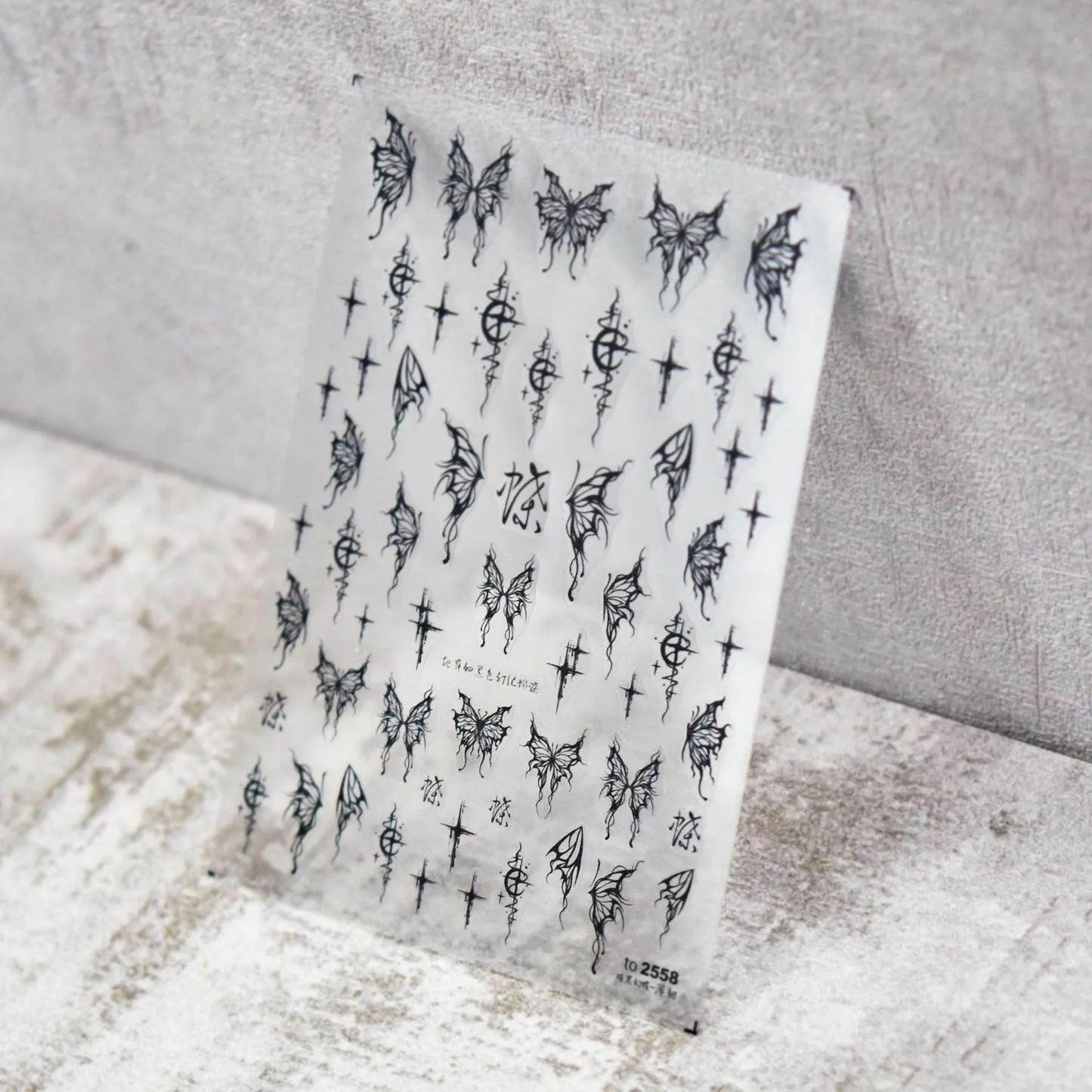 Metal Butterfly Nail Art Stickers Adhesive Embossed Butterfly Wings Sticker Decals to2558 black