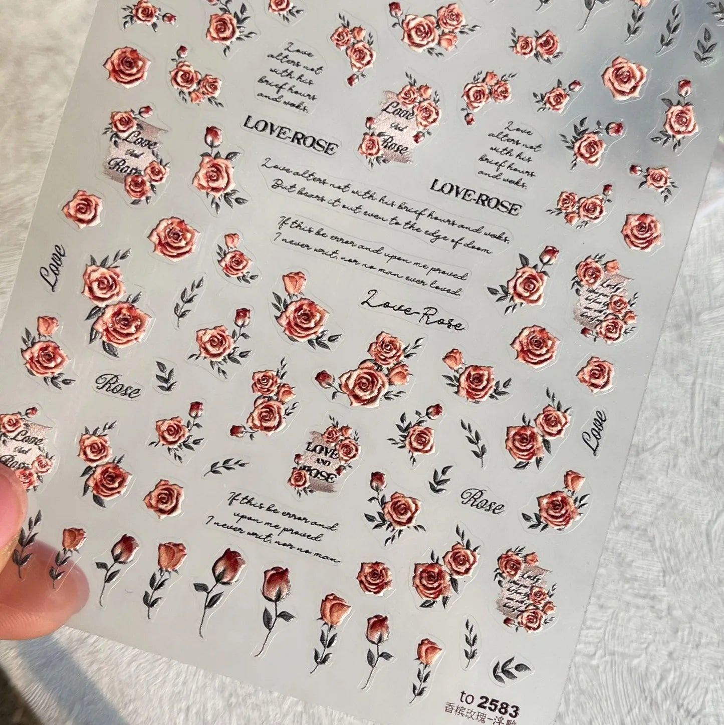 Vintage Rose Nail Art Stickers Adhesive Embossed Sticker Decals DIY Manicure Accessories to2583 embossed