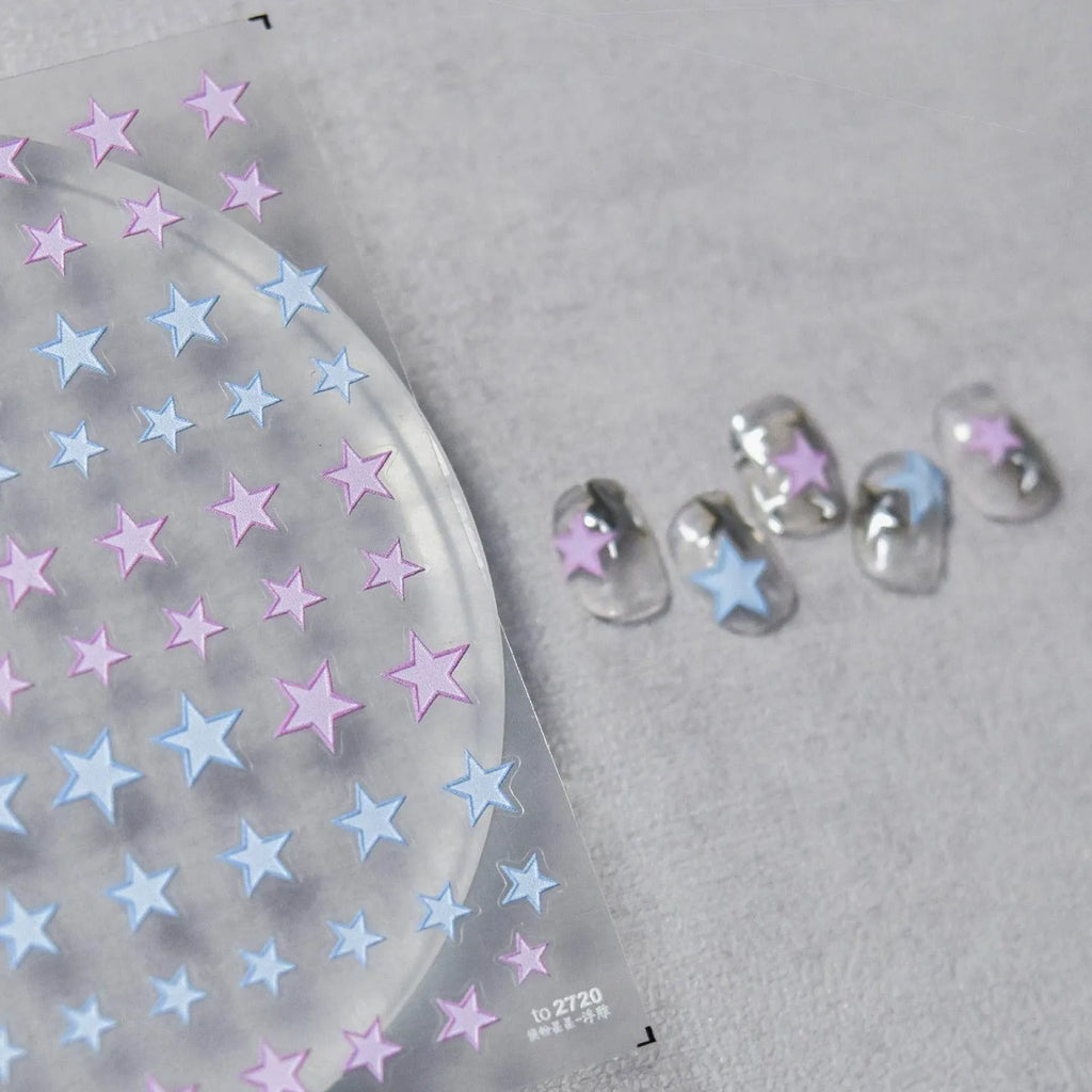 Colorful Star Nail Art Stickers Adhesive Stars Sticker Decals DIY Manicure Accessories to2720 embossed