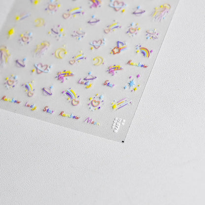 Rainbow Wish-star Nail Art Stickers 5D Embossed Love Heart Adhesive Sticker Decals Manicure Accessories to2776