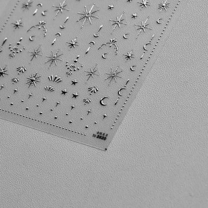 Celestial Star Moon Nail Stickers - Gold & Silver Minimalist Nail Art Decals to2820
