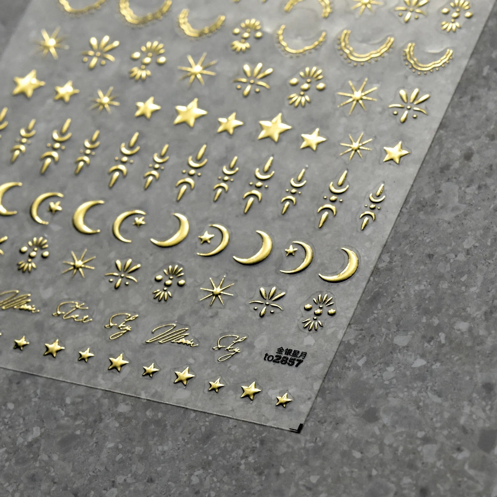 Celestial Star Moon Nail Stickers - Gold Silver Minimalist Decals 2857
