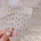 Cross Star with Rhinestones Nail Art Stickers Adhesive Embossed Sticker Decals to2944