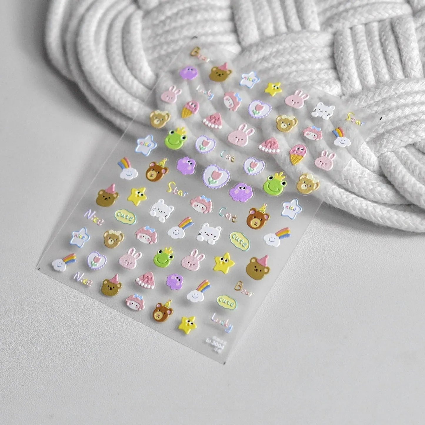 Cartoon Frog Nail Art Stickers Adhesive Embossed Bear Panda Sticker Decals to3004