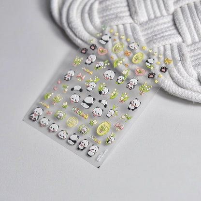 Cartoon Frog Nail Art Stickers Adhesive Embossed Bear Panda Sticker Decals to3037