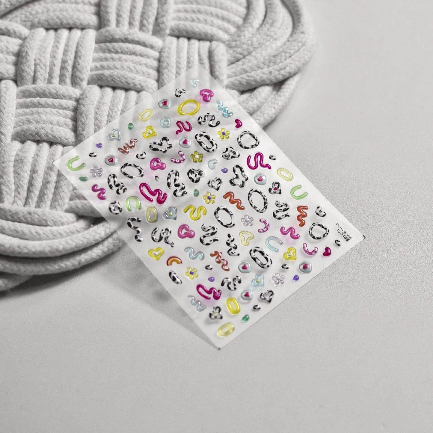 Cow Print Nail Art Stickers Adhesive Embossed Cute Bear Bunny Flower Sticker Decals to3105