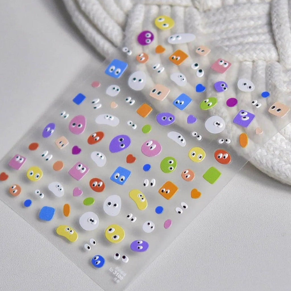 Cow Print Nail Art Stickers Adhesive Embossed Cute Bear Bunny Flower Sticker Decals to3109