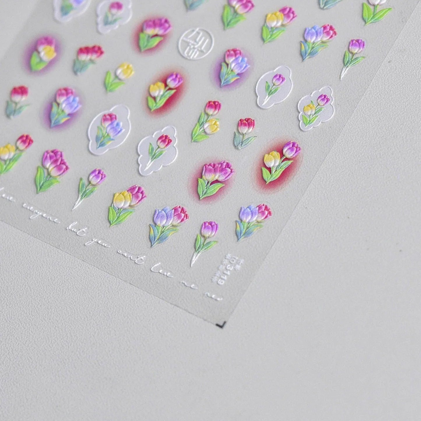 Gradient Tulip Nail Art Stickers Adhesive Embossed Daisy Flower Sticker Decals to3119
