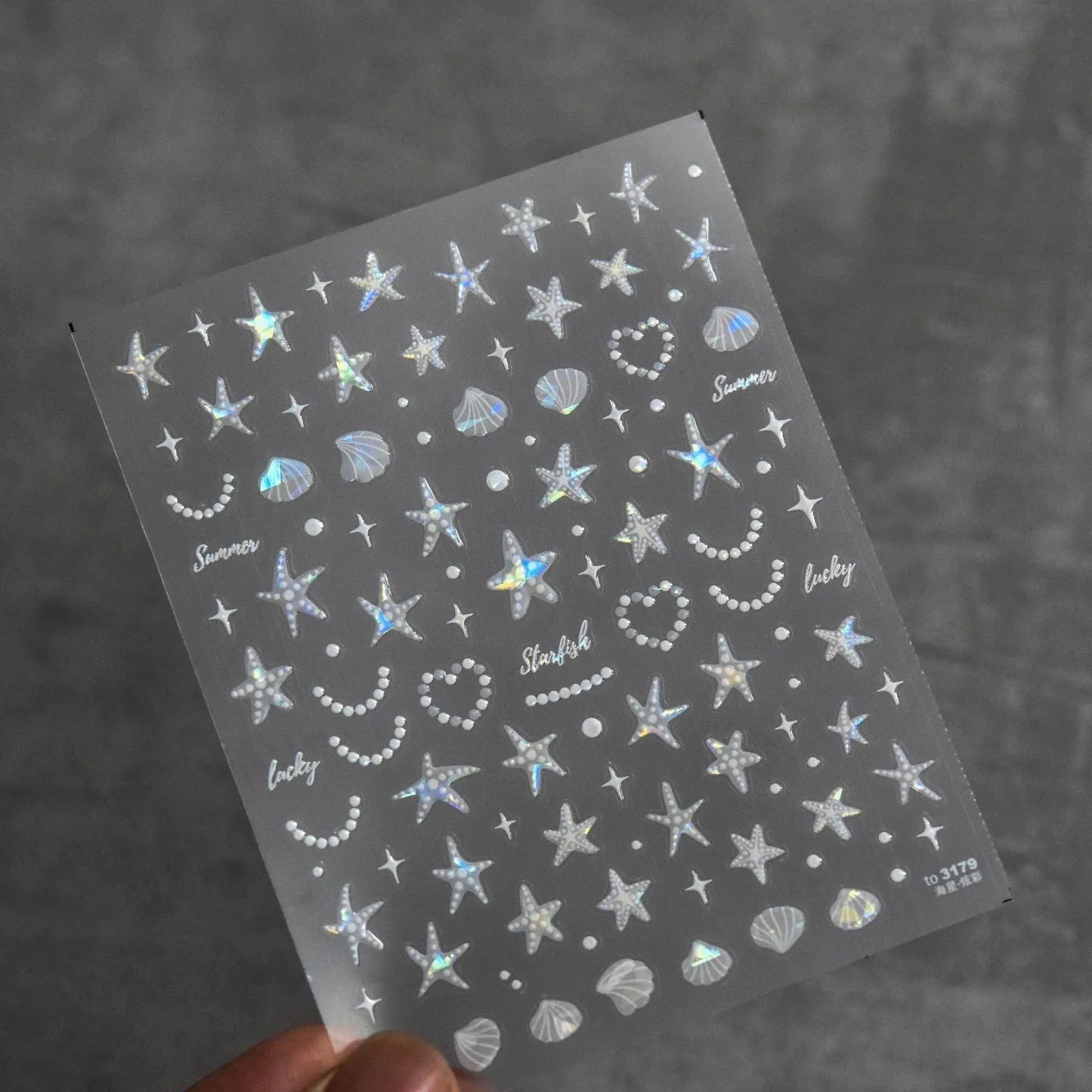 Aurora Shell Light Nail Art Stickers Sea Life Adhesive Embossed Starfish Sticker Decals to3179