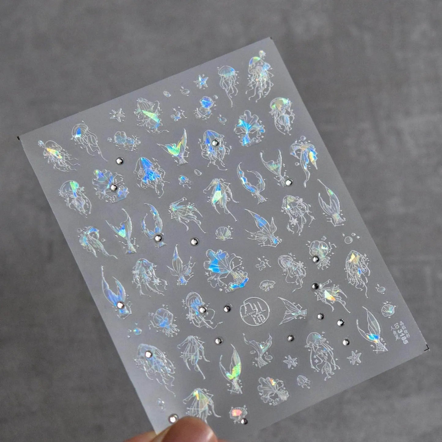 Aurora Shell Light Nail Art Stickers Sea Life Adhesive Embossed Starfish Sticker Decals to3185