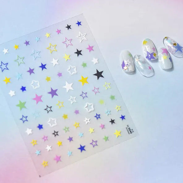 Pastel Star Nail Art Stickers Adhesive Gradient Stars Sticker Decals